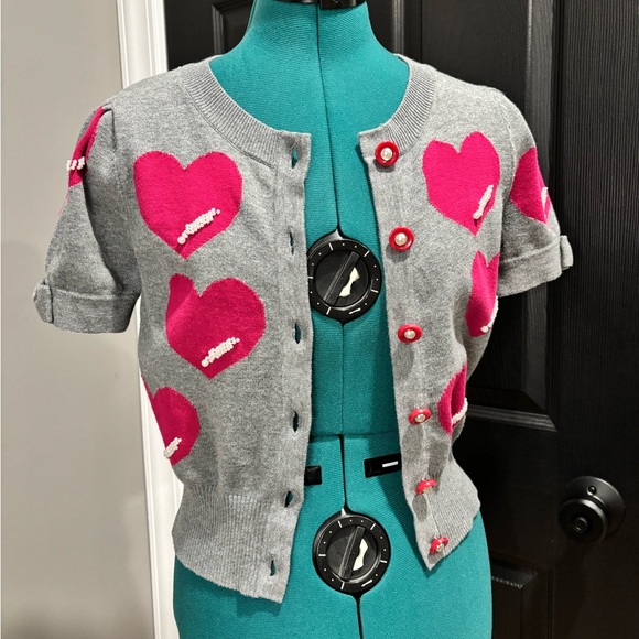 Forever21 Twist hearts and pearls cardigan - Picture 9 of 13